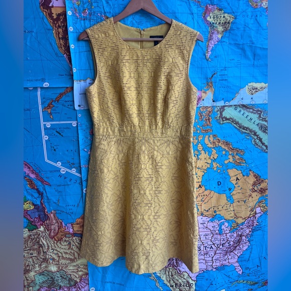 J. Crew Dresses & Skirts - J. Crew Textured Mustard Yellow Sleeveless Fit-and-Flare Dress